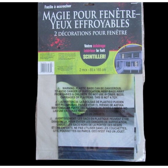 Halloween Horror Eyes 3 Window Magic Decorations Easy to Hang 33.5 x 65 in - Picture 4 of 9